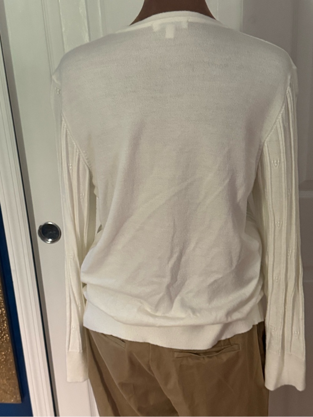 Women’s Cream Button-Front Ribbed Knit Cardigan - Picture 2 of 4